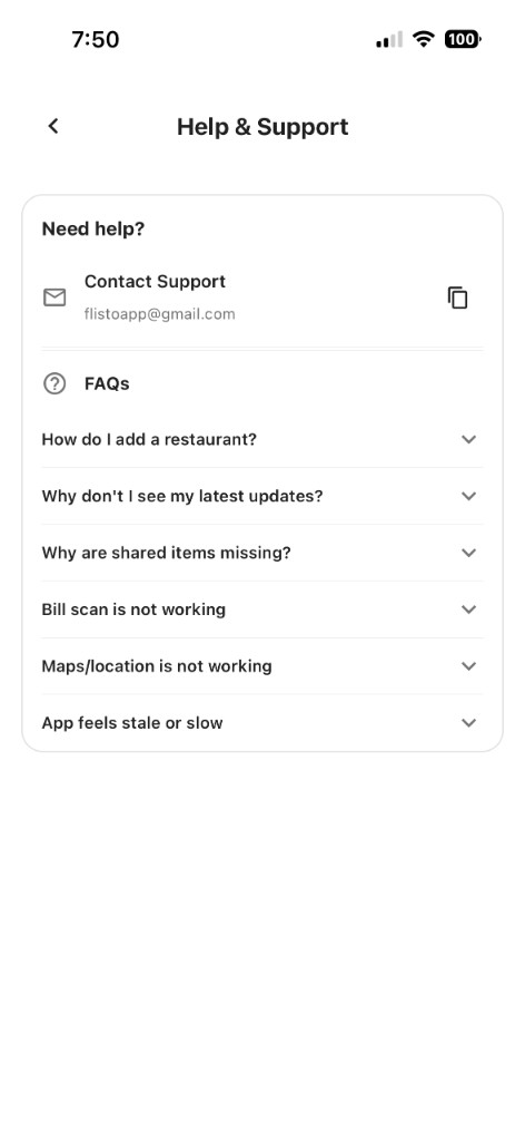 Flisto help and support